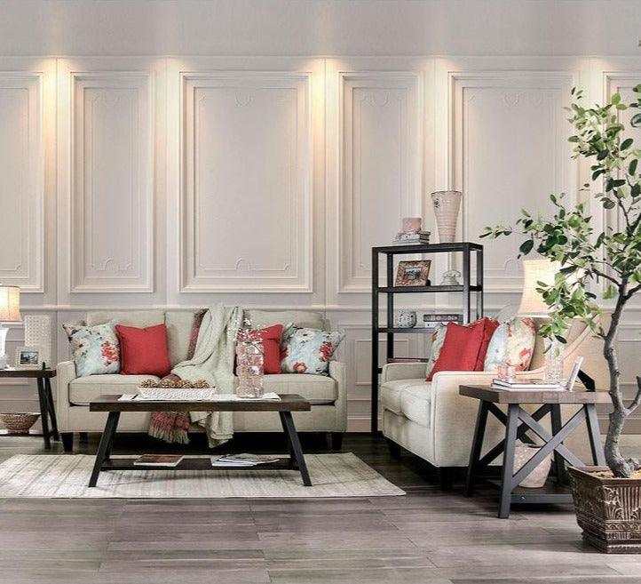 Nadene Ivory Stationary Sofa & Loveseat 2pc - Ornate Home