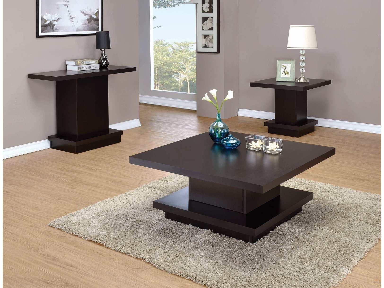 Nakita Cappuccino Pedestal Sofa Table - Ornate Home