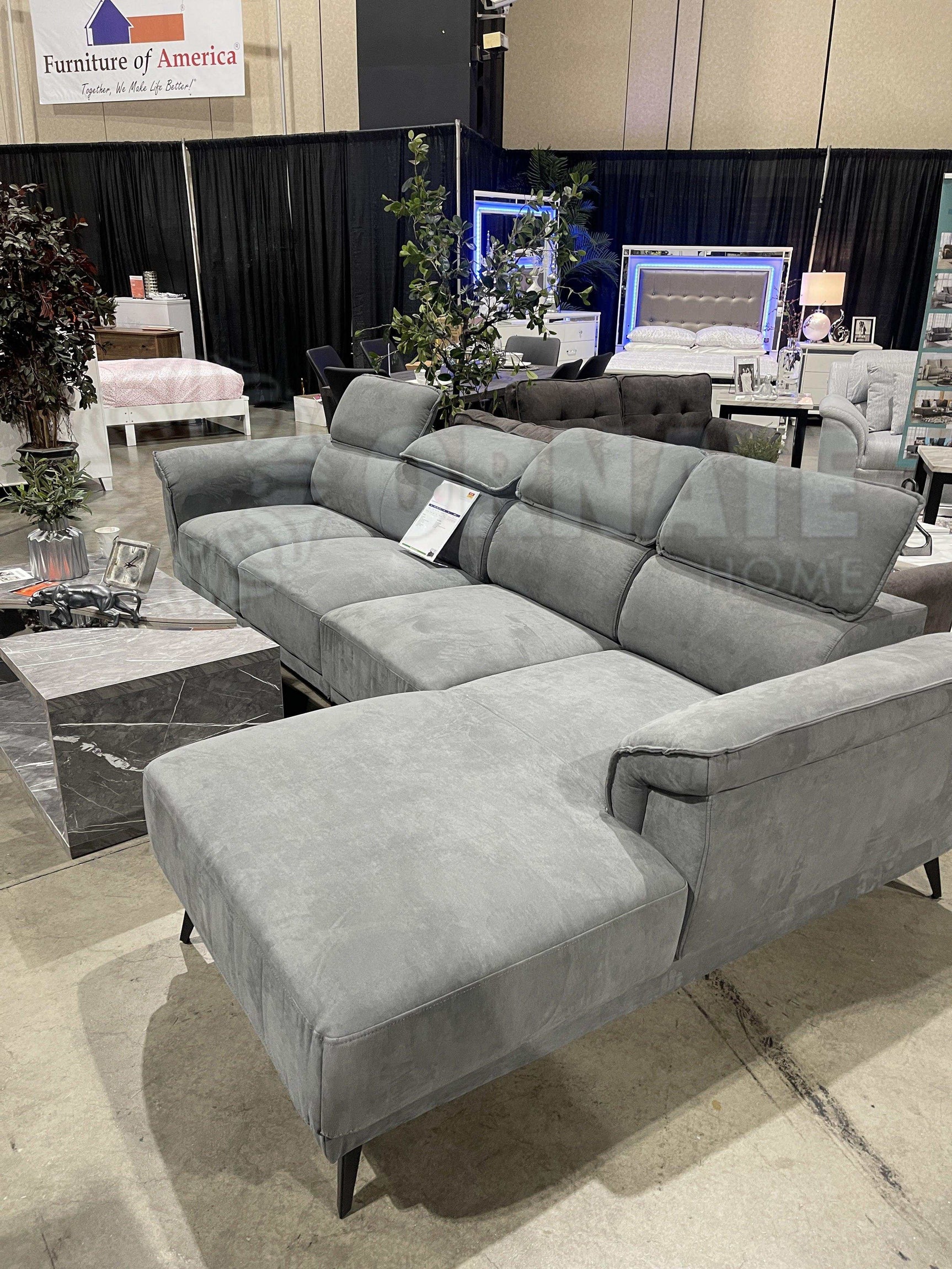 Napanee Dark Gray L Shape Sectional Sofa - Ornate Home