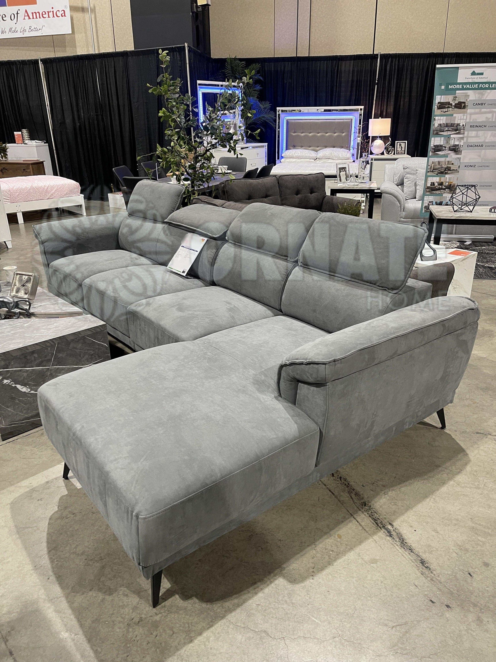 Napanee Dark Gray L Shape Sectional Sofa - Ornate Home