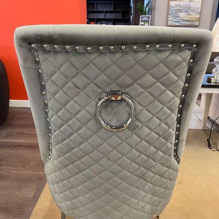 Nasir Gray Faux Marble & Mirrored Silver 7pc Dining Room Set - Ornate Home