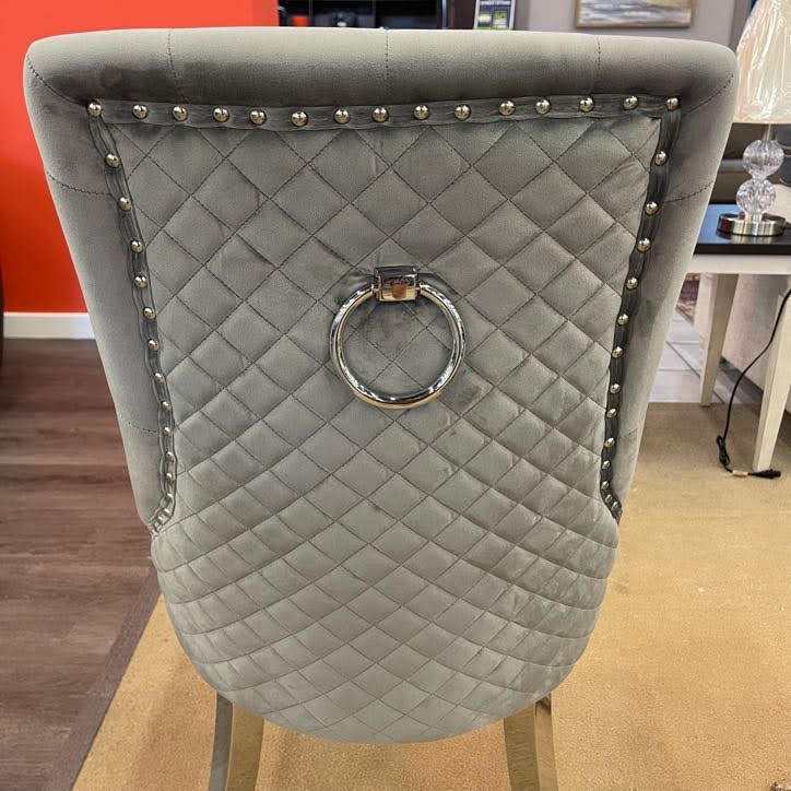 Nasir Gray Faux Marble & Mirrored Silver 7pc Dining Room Set - Ornate Home