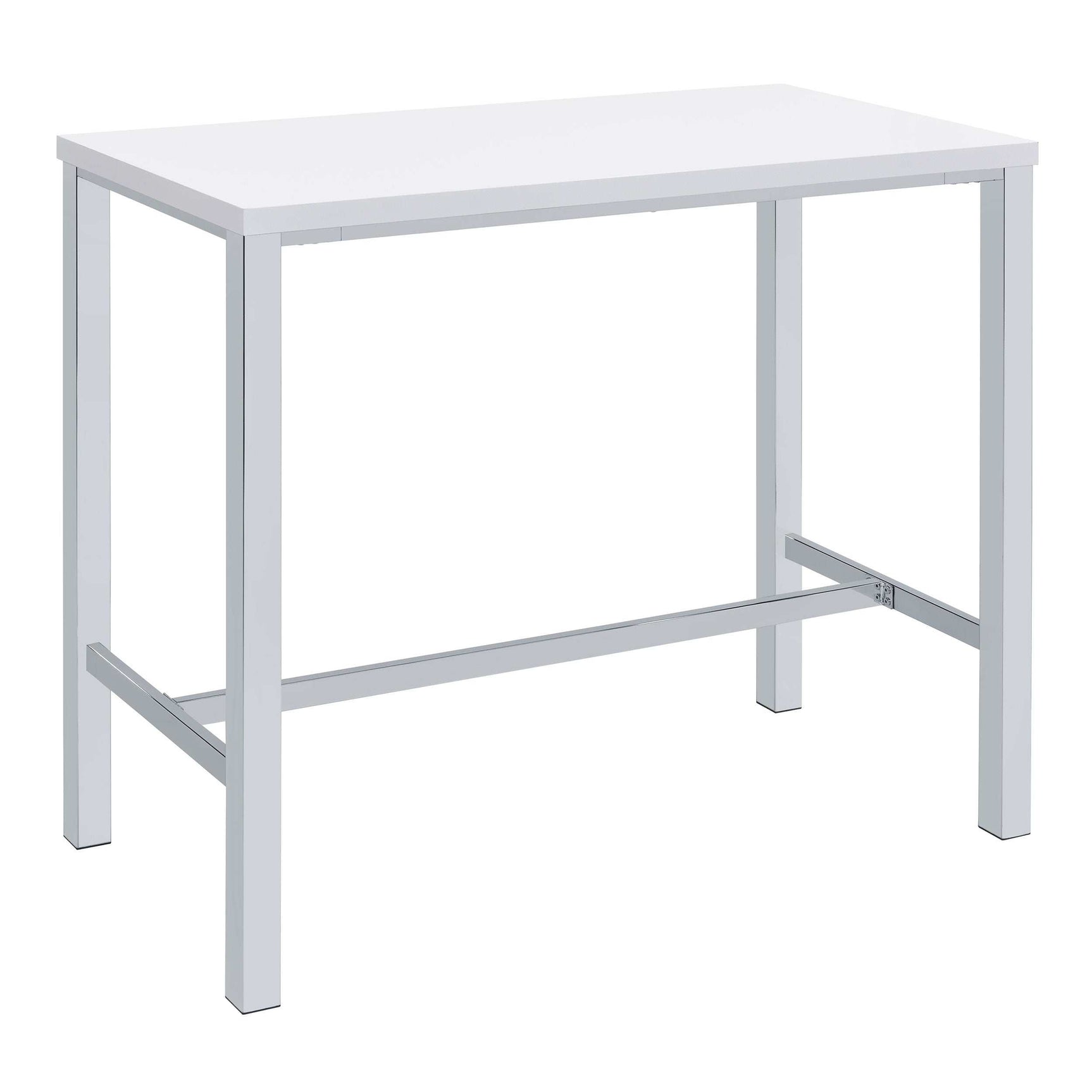 Natividad White High Gloss / Chrome 5 Pc Bar Set - Ornate Home