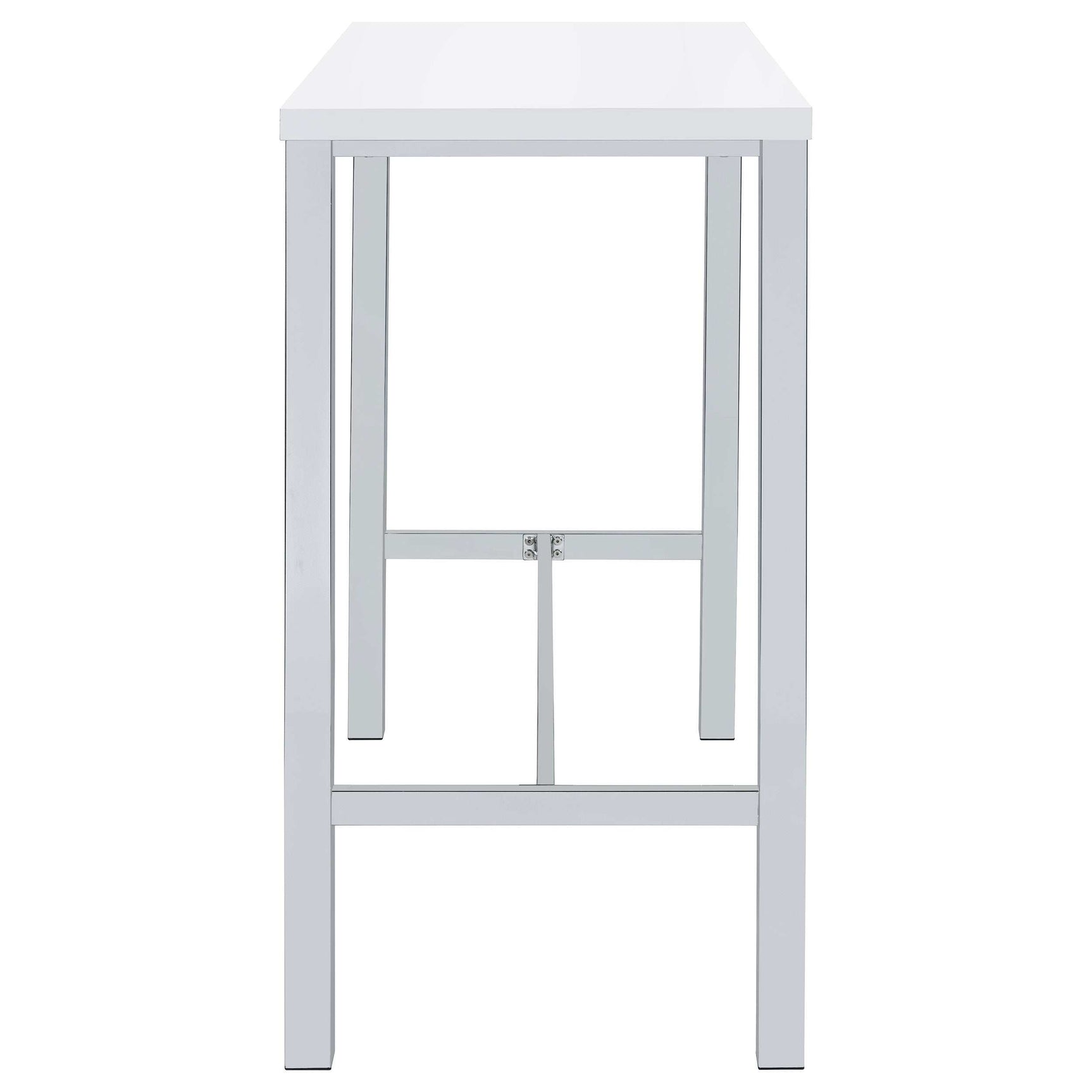 Natividad White High Gloss / Chrome 5 Pc Bar Set - Ornate Home