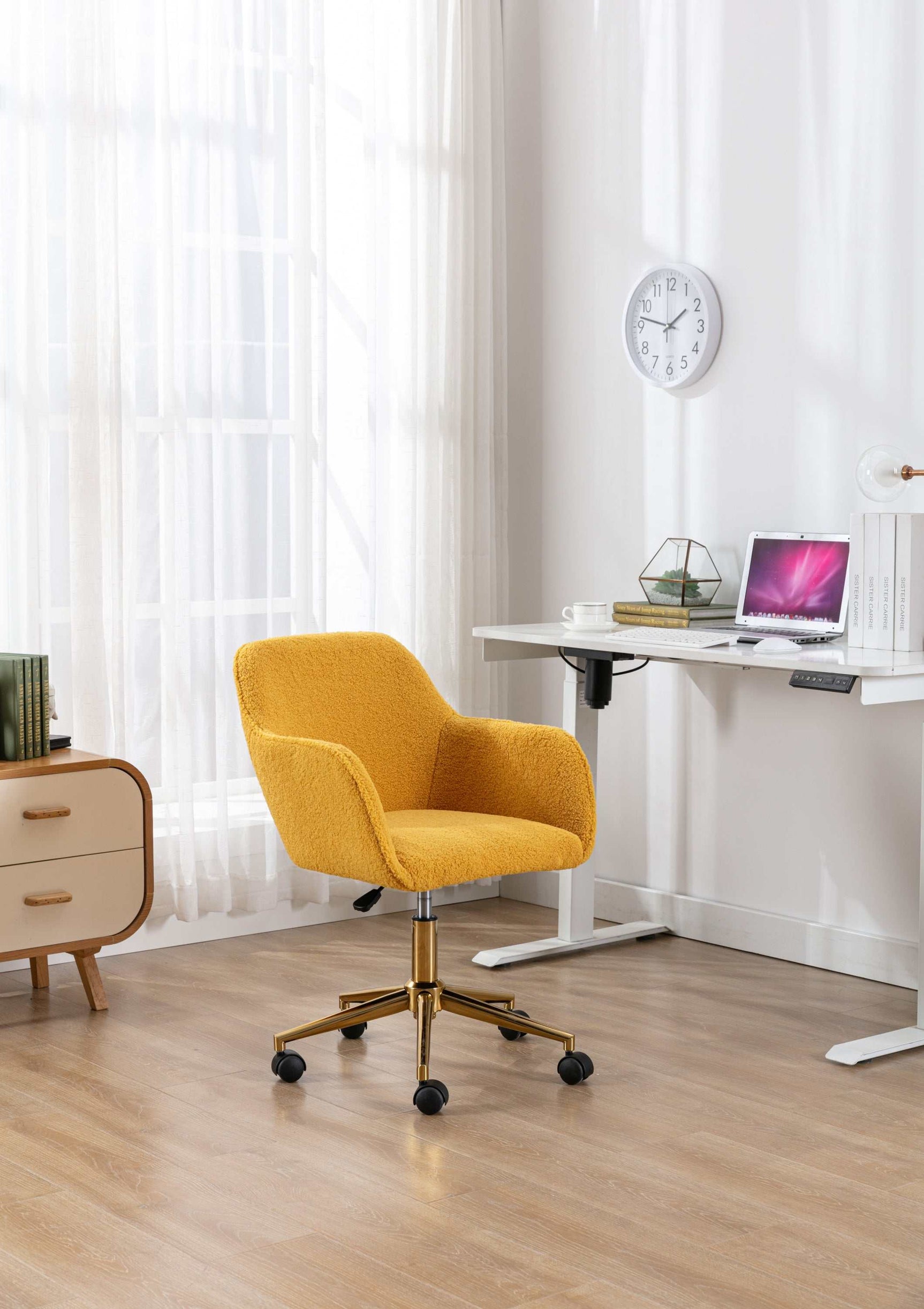 Naval Modern Teddy Adjustable Height 360 Revolving Wheel ,Yellow - Ornate Home