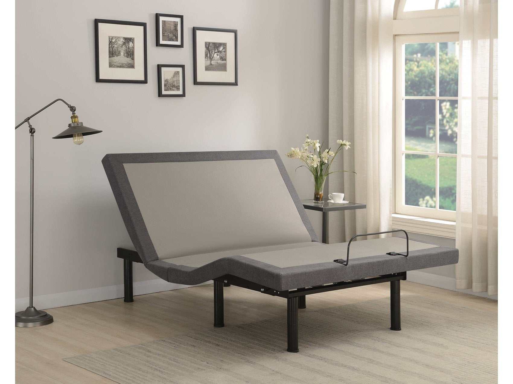 Negan Grey And Black Eastern King Adjustable Bed Base - Ornate Home