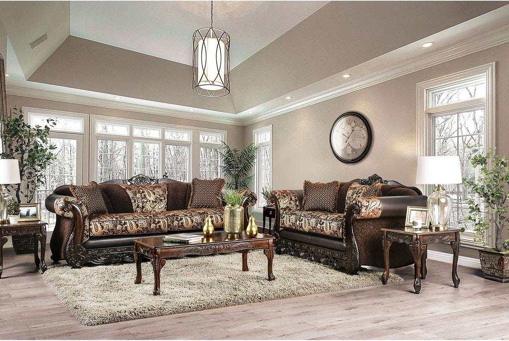 Newdale Brown & Gold Sofa - Ornate Home