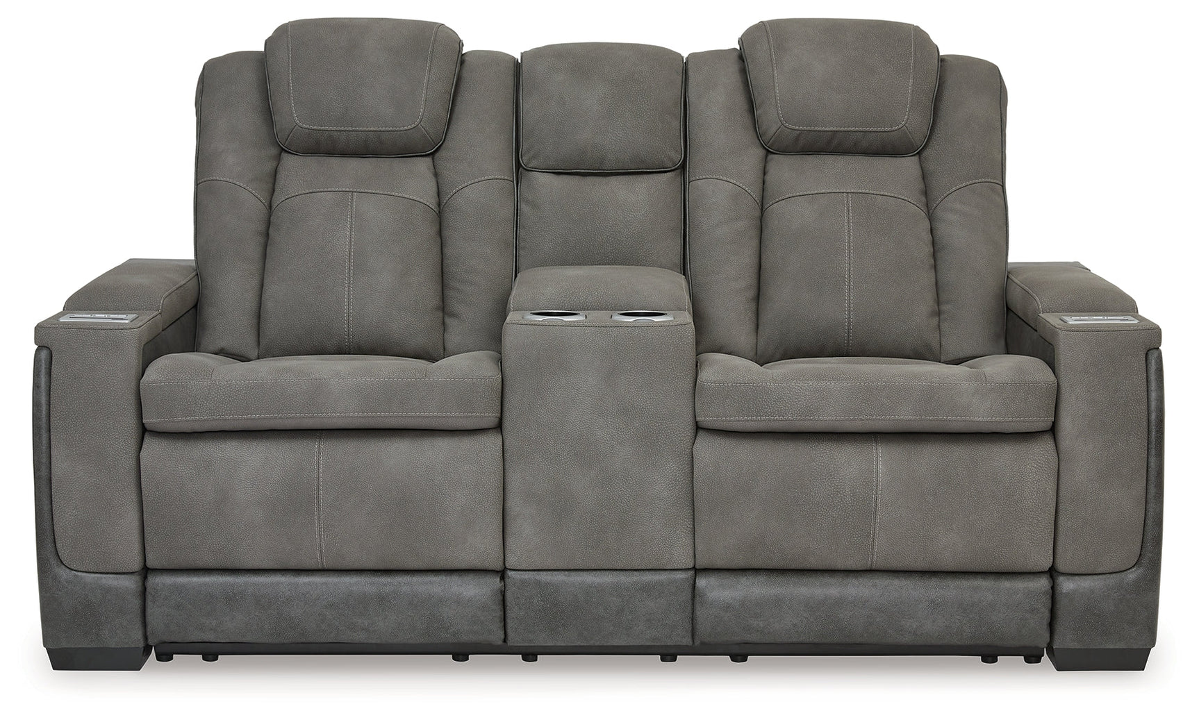 Next-Gen DuraPella Dual-Tone Slate Power Reclining Loveseat w/ Console - Ornate Home