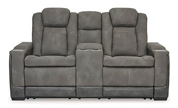 Next-Gen DuraPella Dual-Tone Slate Power Reclining Loveseat w/ Console - Ornate Home