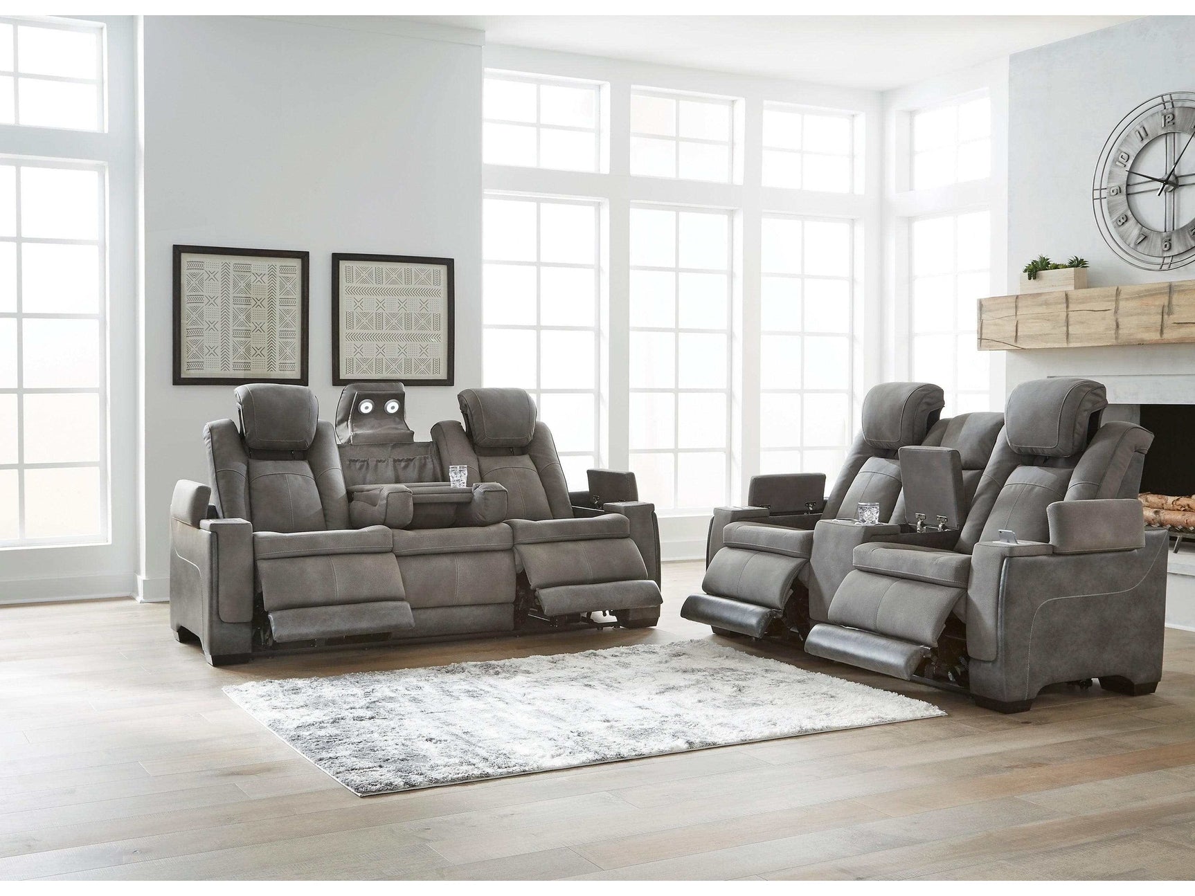 Next-Gen DuraPella Dual-Tone Slate Power Reclining Loveseat w/ Console - Ornate Home