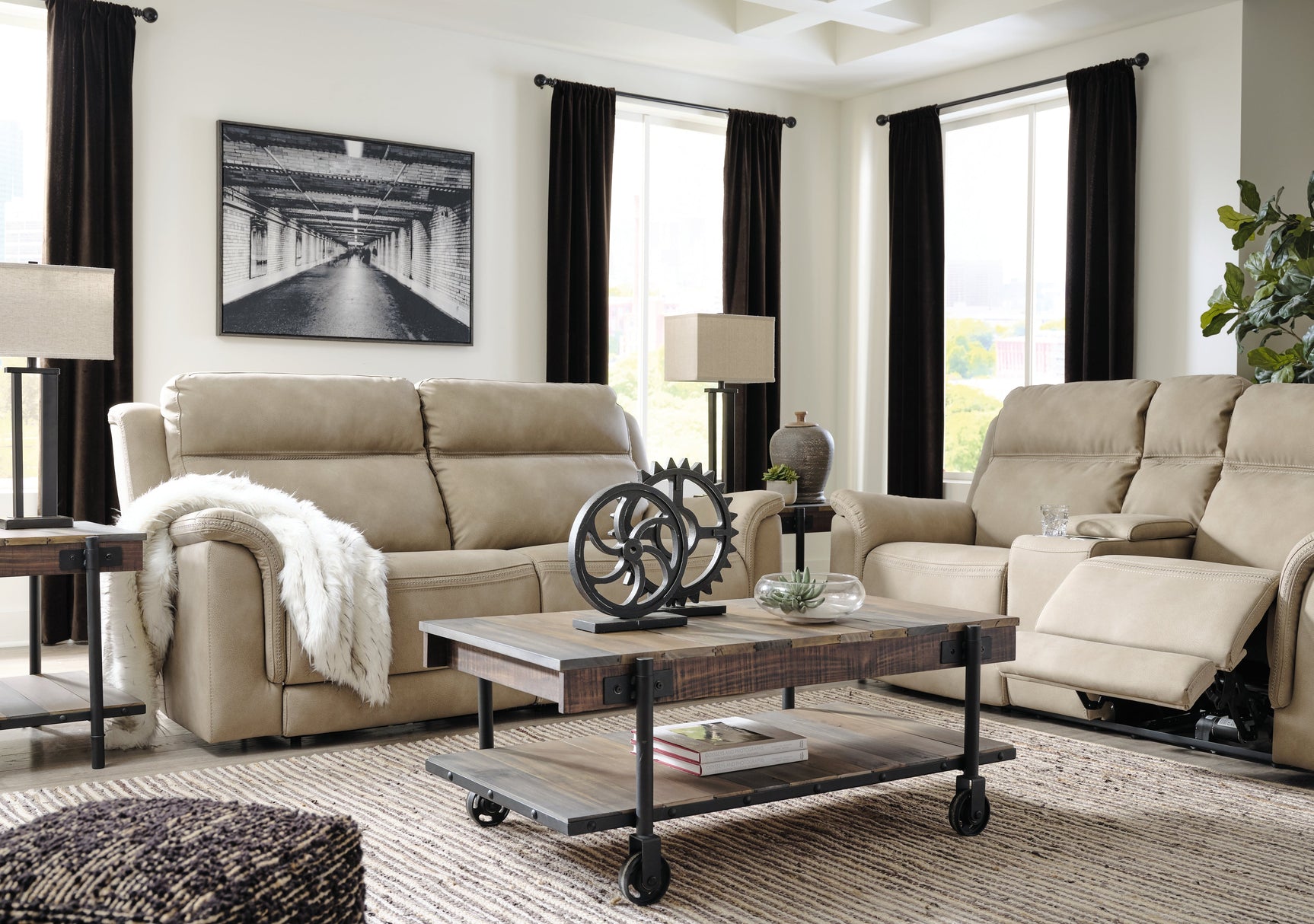 Next-Gen DuraPella Sand Power Reclining Sofa - Ornate Home