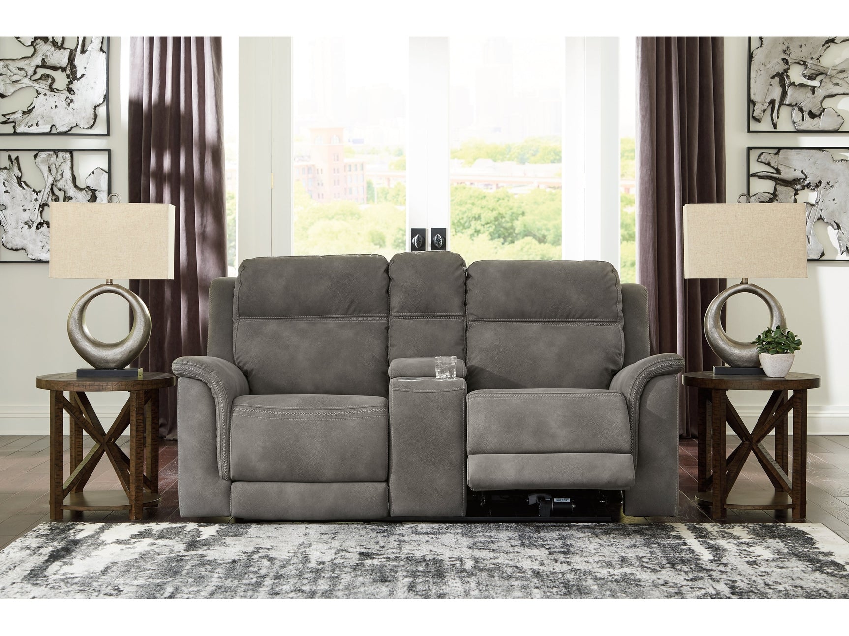 Next-Gen DuraPella Slate Power Reclining Loveseat w/ Console - Ornate Home