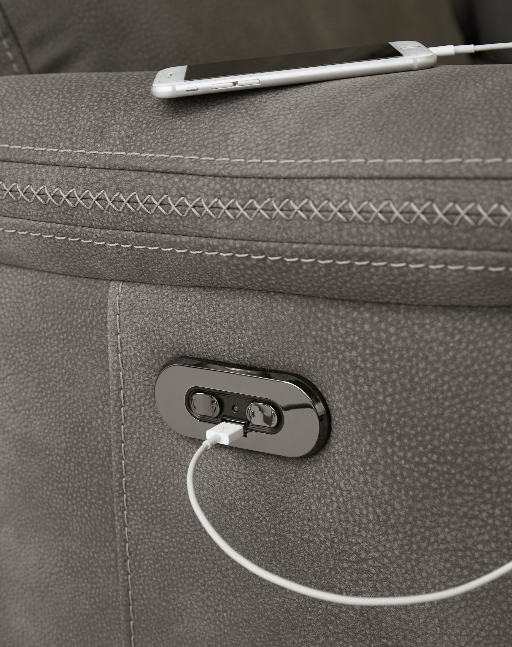 Next-Gen DuraPella Slate Power Reclining Loveseat w/ Console - Ornate Home