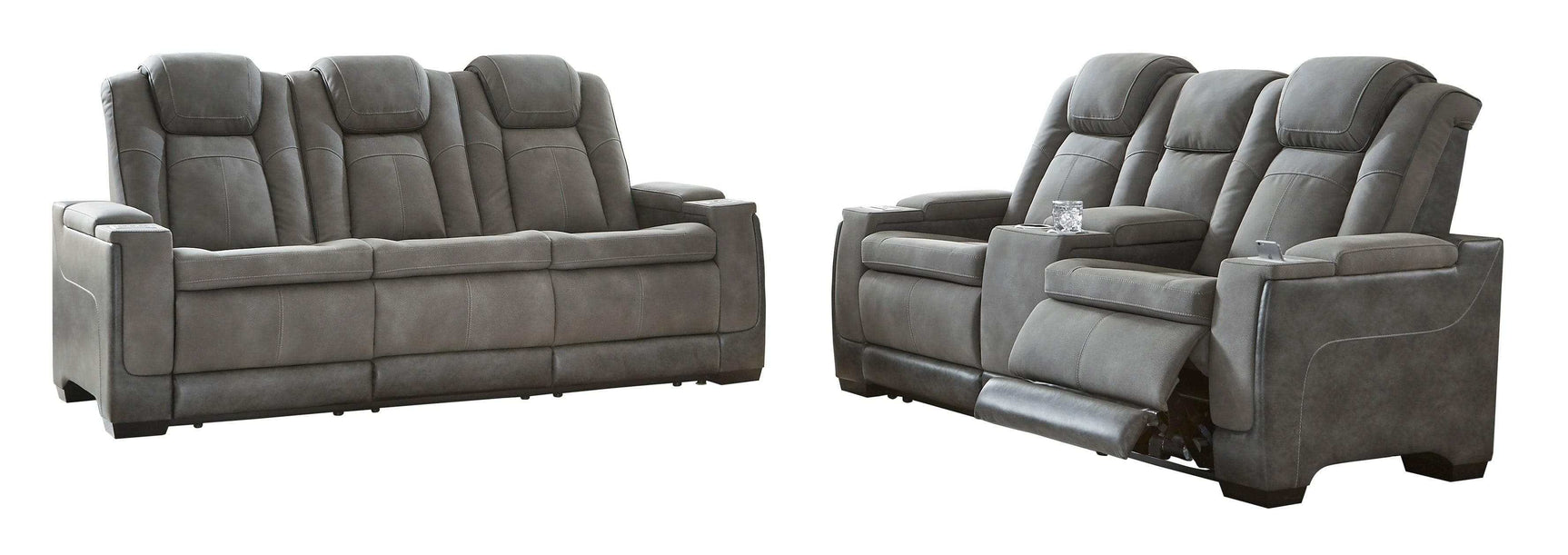 NextGen DuraPella Dual Tone Slate Power Reclining Sofa & Loveseat - Ornate Home