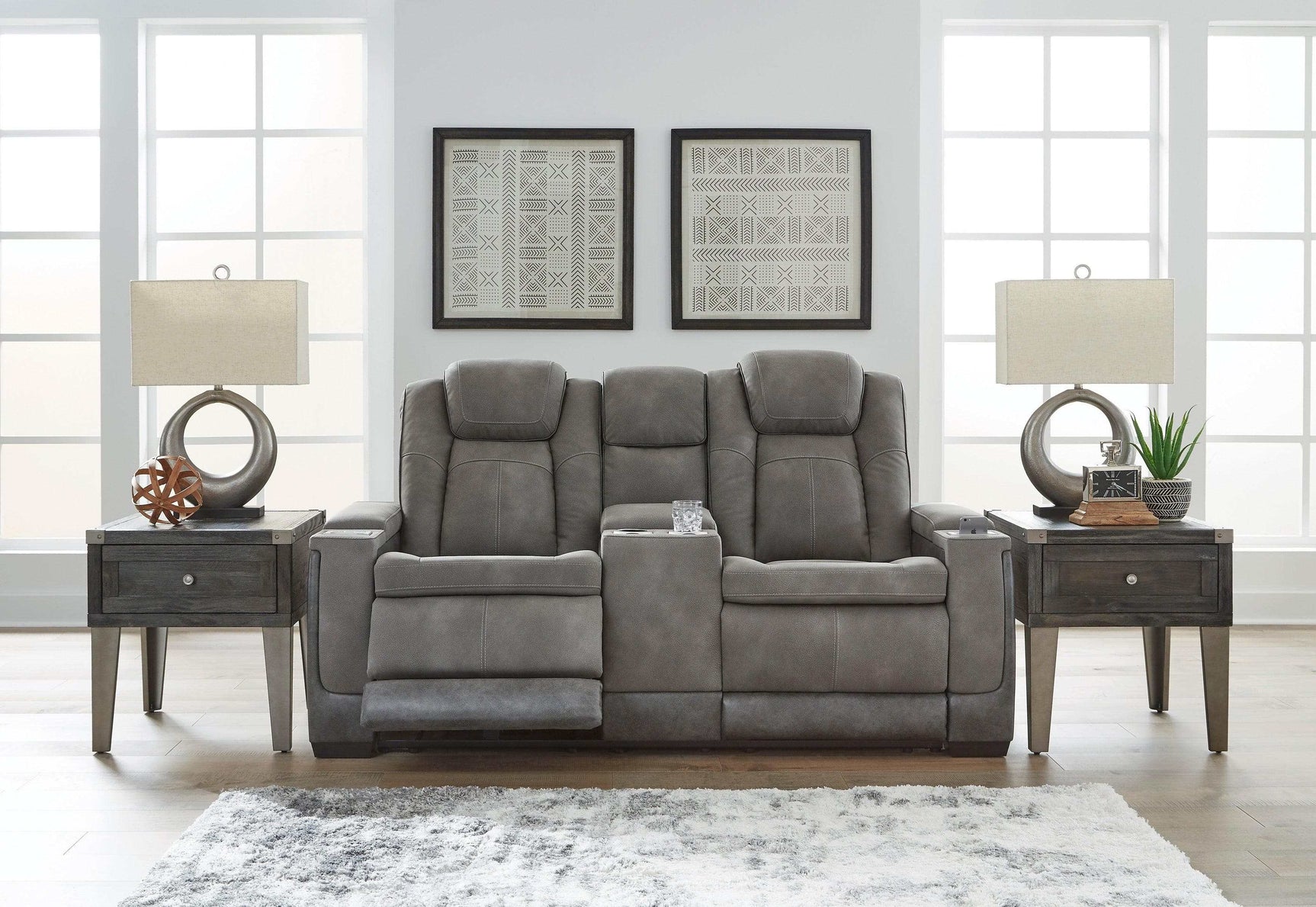 NextGen DuraPella Dual Tone Slate Power Reclining Sofa & Loveseat - Ornate Home