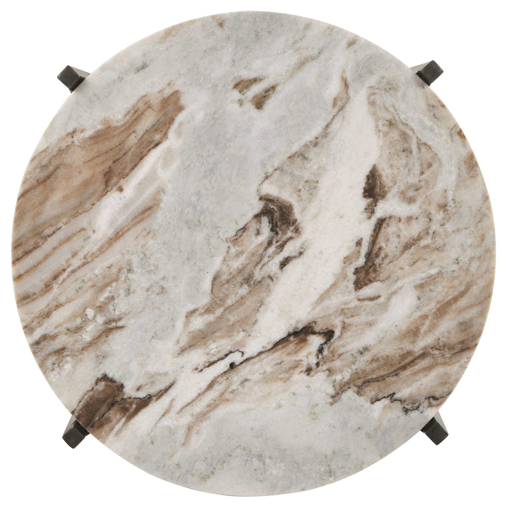 Noemie White Marble / Brown Side Table - Ornate Home