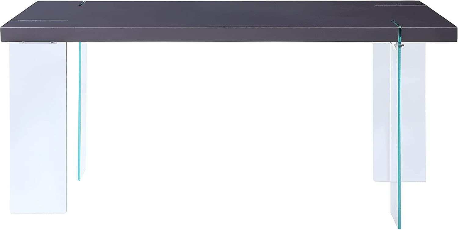 Noland Gray High Gloss & Clear Glass Dining Table - Ornate Home