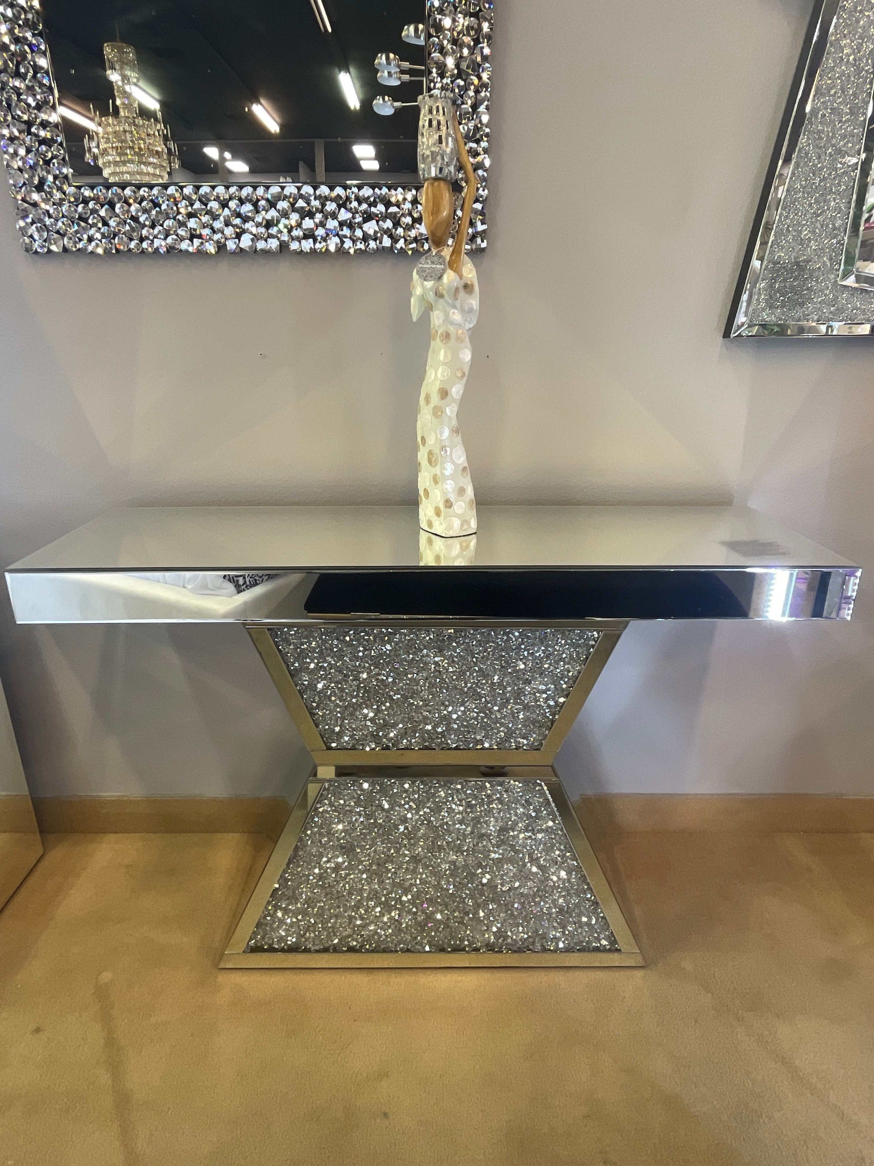 Noralie Console Table Geometric Pedestal Base - Ornate Home