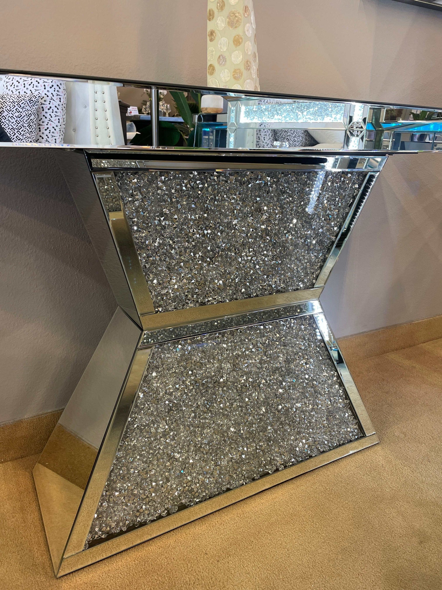 Noralie Console Table Geometric Pedestal Base - Ornate Home