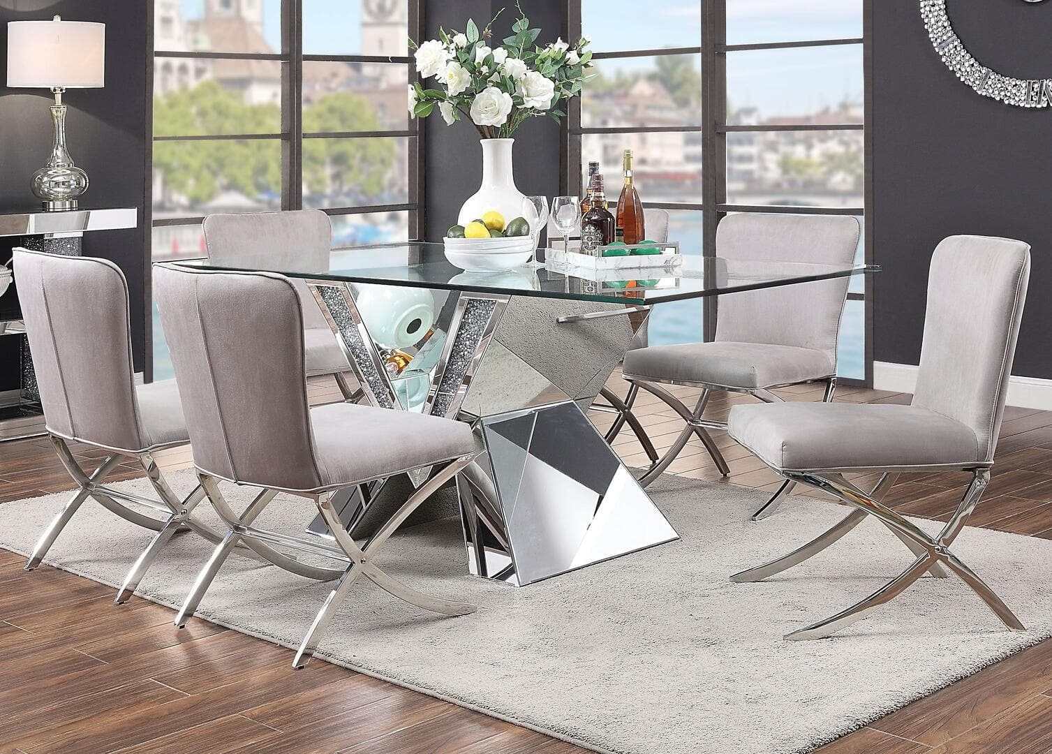 Noralie Dining Table V Shape Base - Ornate Home