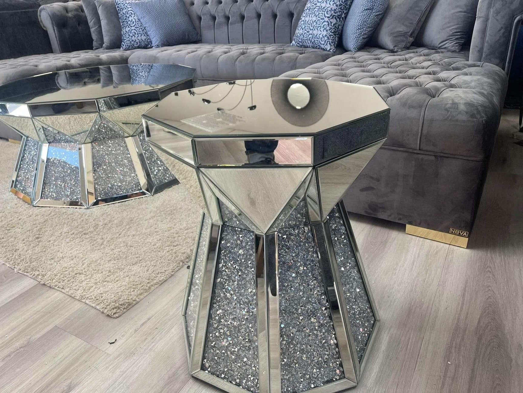 Noralie End Table Octagonal Drum Shape - Ornate Home