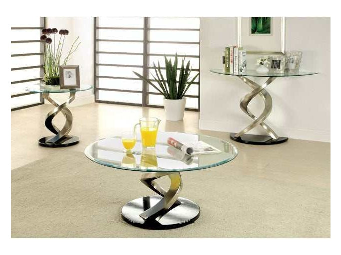 Nova Satin Plated/Black Coffee Table - Ornate Home