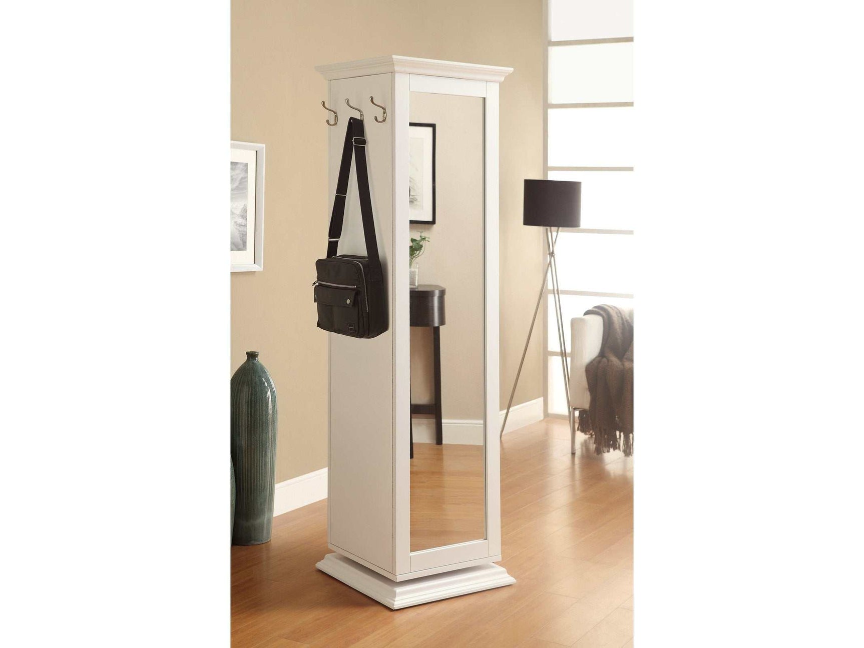 Nyle White Swivel Accent Cabinet w/ Cork Board - Ornate Home