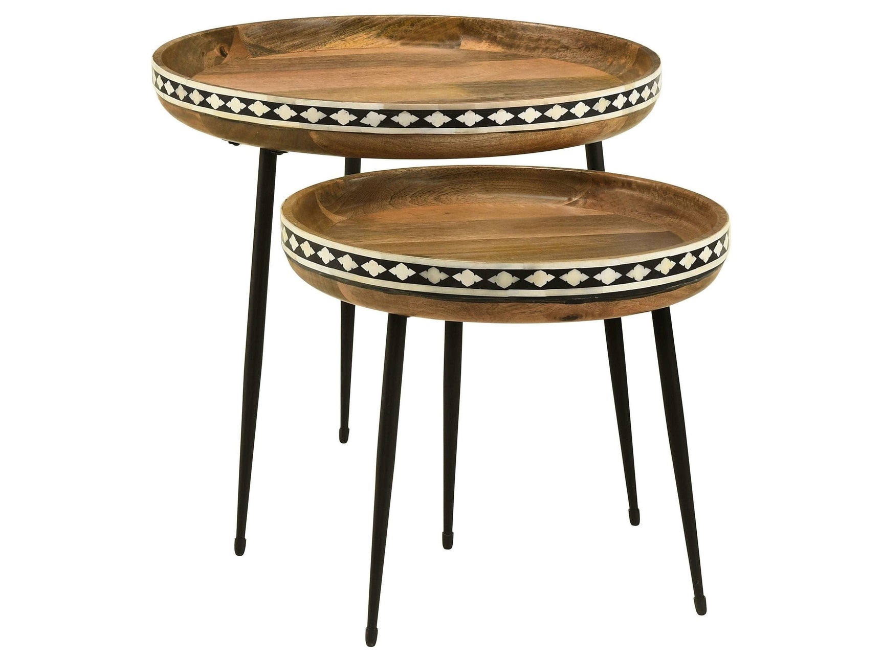 Ollie Natural / Black 2 Pc Nesting Table - Ornate Home