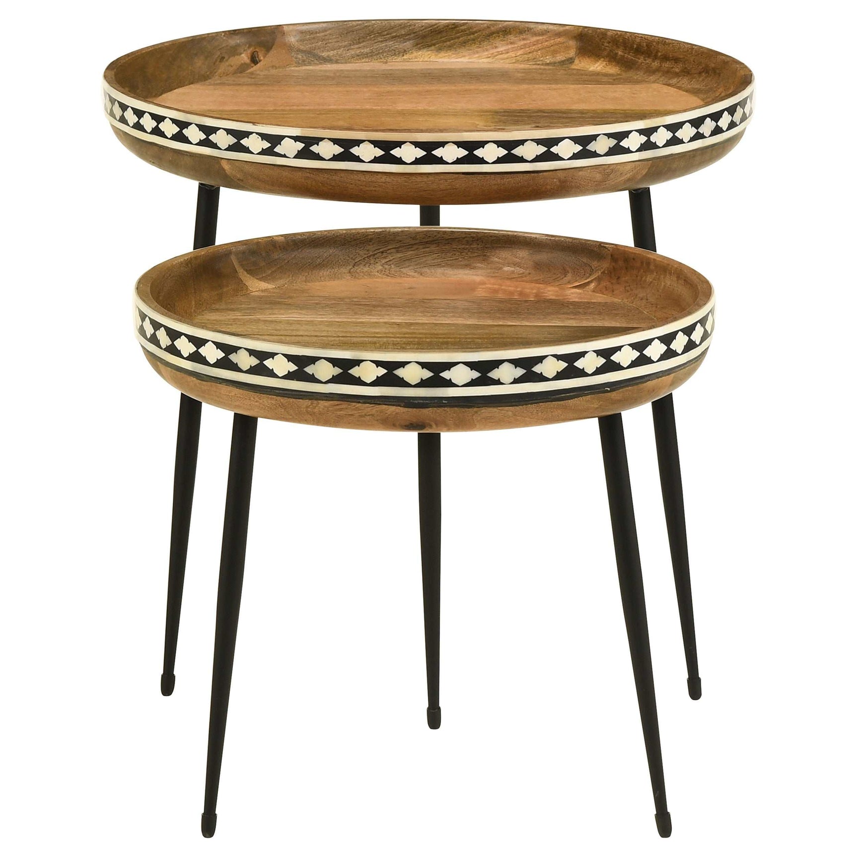 Ollie Natural / Black 2 Pc Nesting Table - Ornate Home