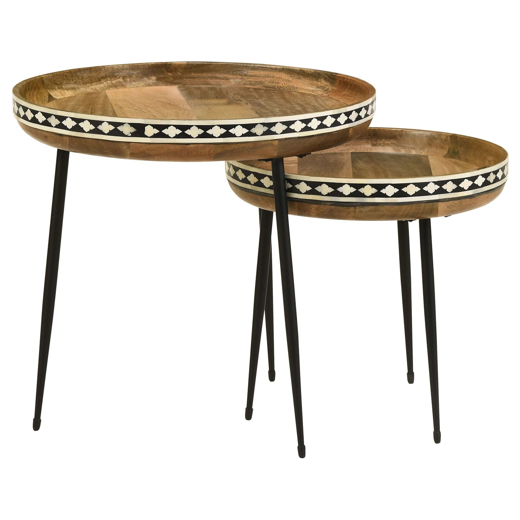 Ollie Natural / Black 2 Pc Nesting Table - Ornate Home