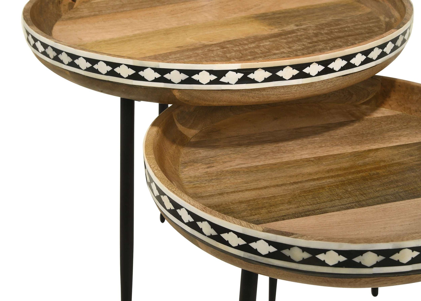 Ollie Natural / Black 2 Pc Nesting Table - Ornate Home