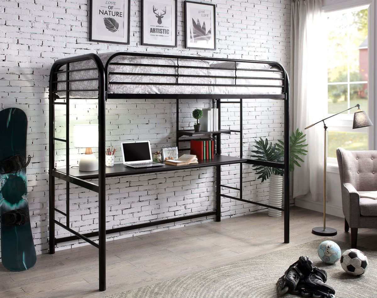 Opal III Black Twin Loft Bed - Ornate Home