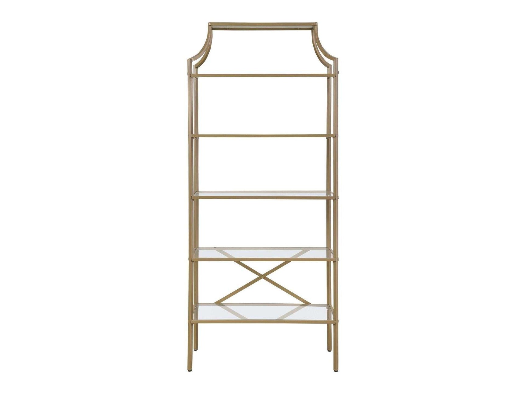 Orion Matte Gold Tempered Glass Shelves Bookcase - Ornate Home