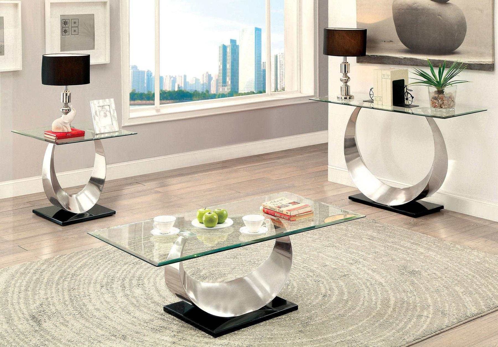 Orla Satin Plated & Black Coffee Table - Ornate Home