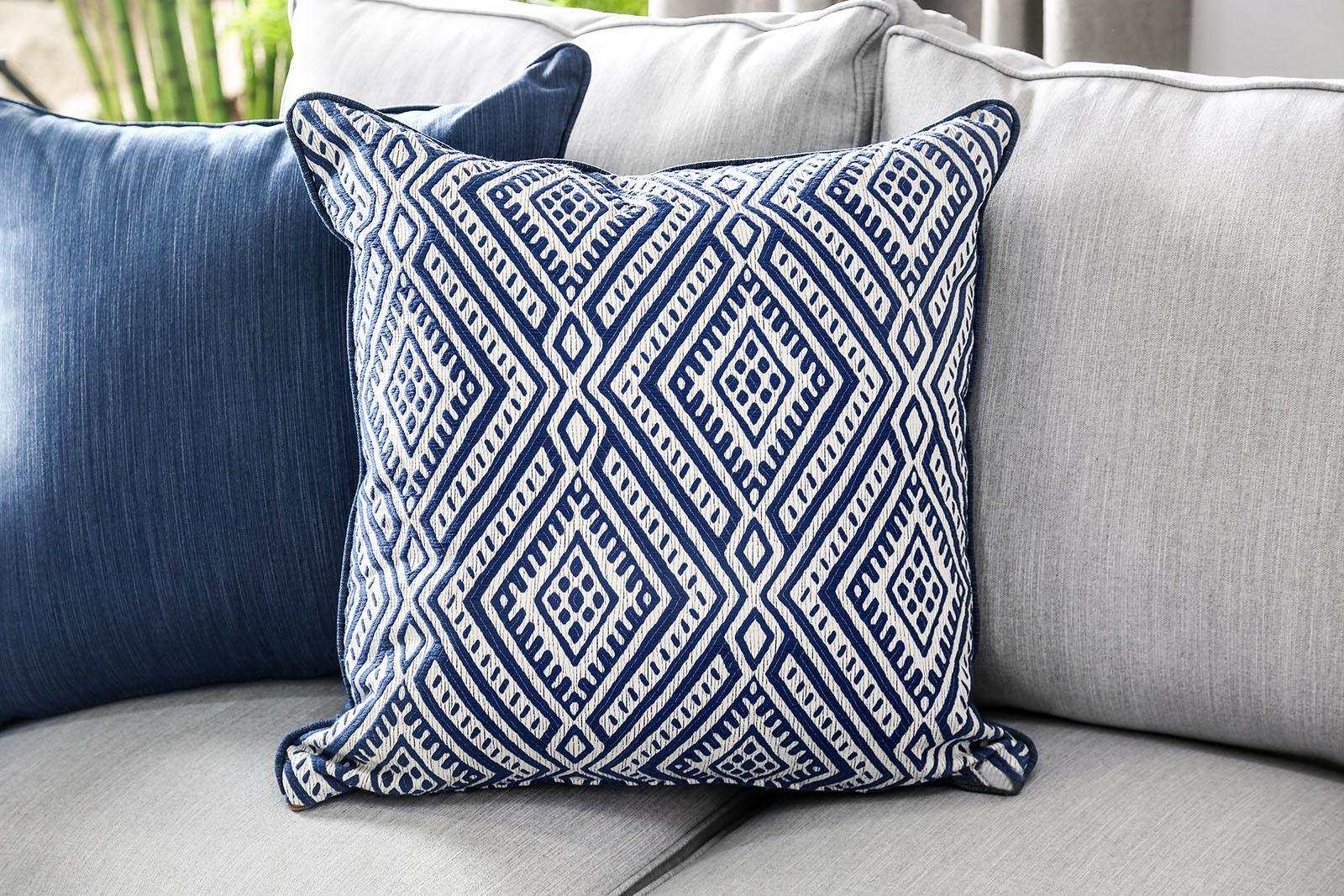 Ornella Light Gray & Blue L Shape Sectional Sofa - Ornate Home