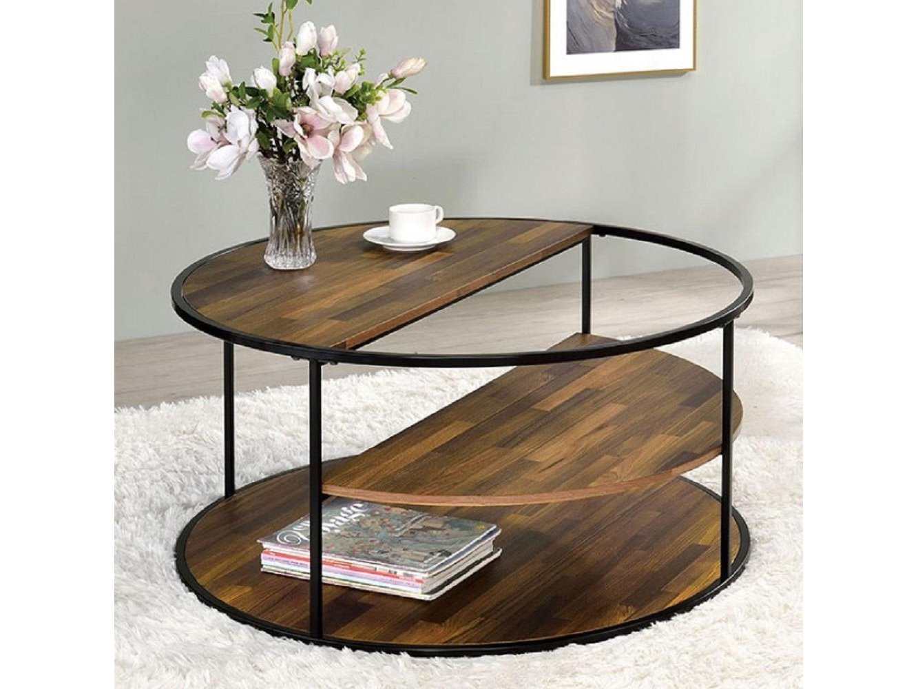 Orrin Black & Walnut Coffee Table - Ornate Home