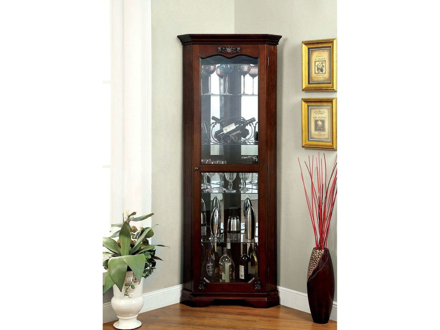 Ortley Walnut Curio - Ornate Home