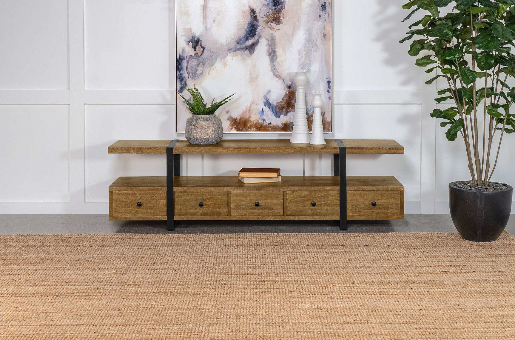 Otto Brown / Gunmetal 7 " Tv Stand - Ornate Home