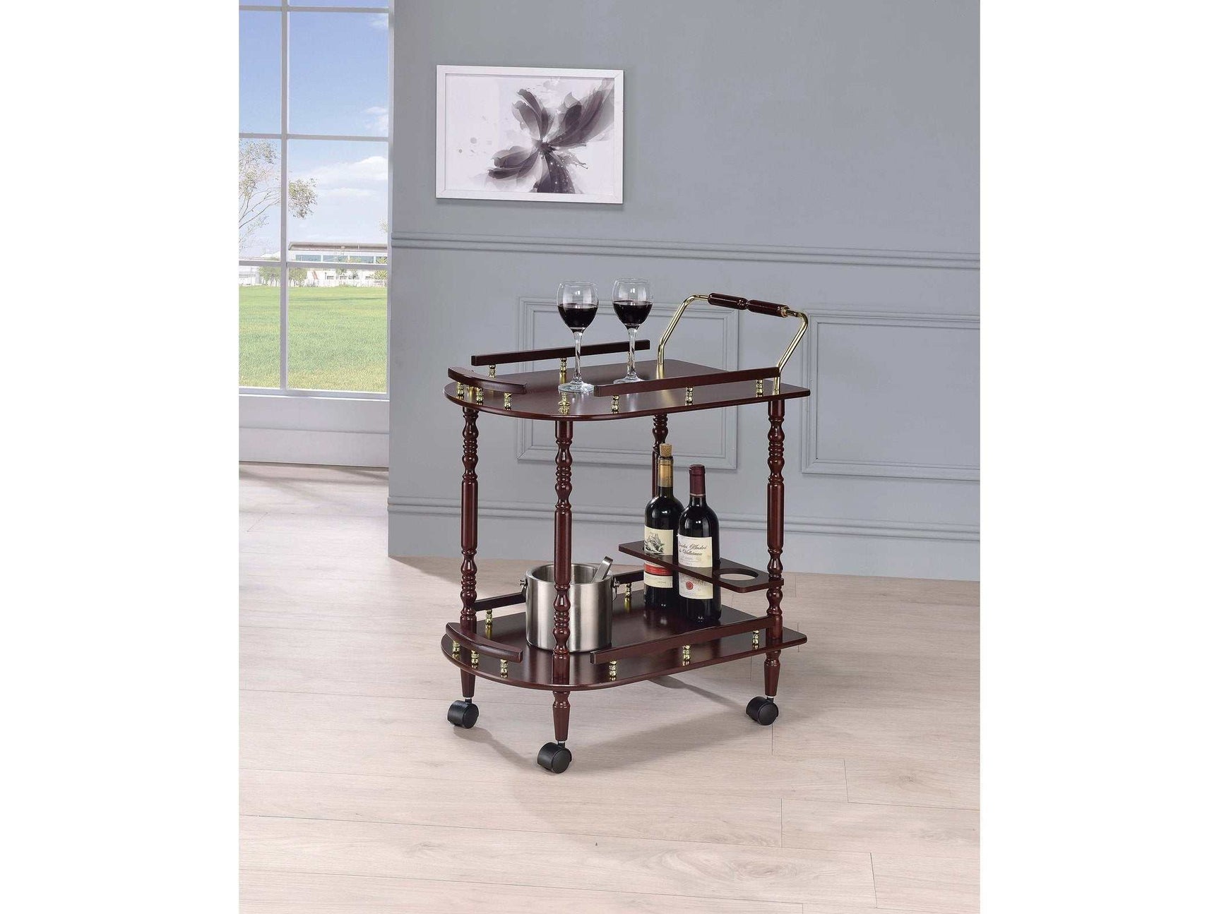 Palmer Merlot & Brass 2-tier Serving Cart - Ornate Home