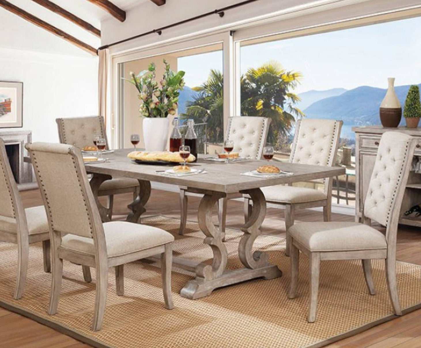 Patience Rustic Natural Tone & Beige Dining Table - Ornate Home