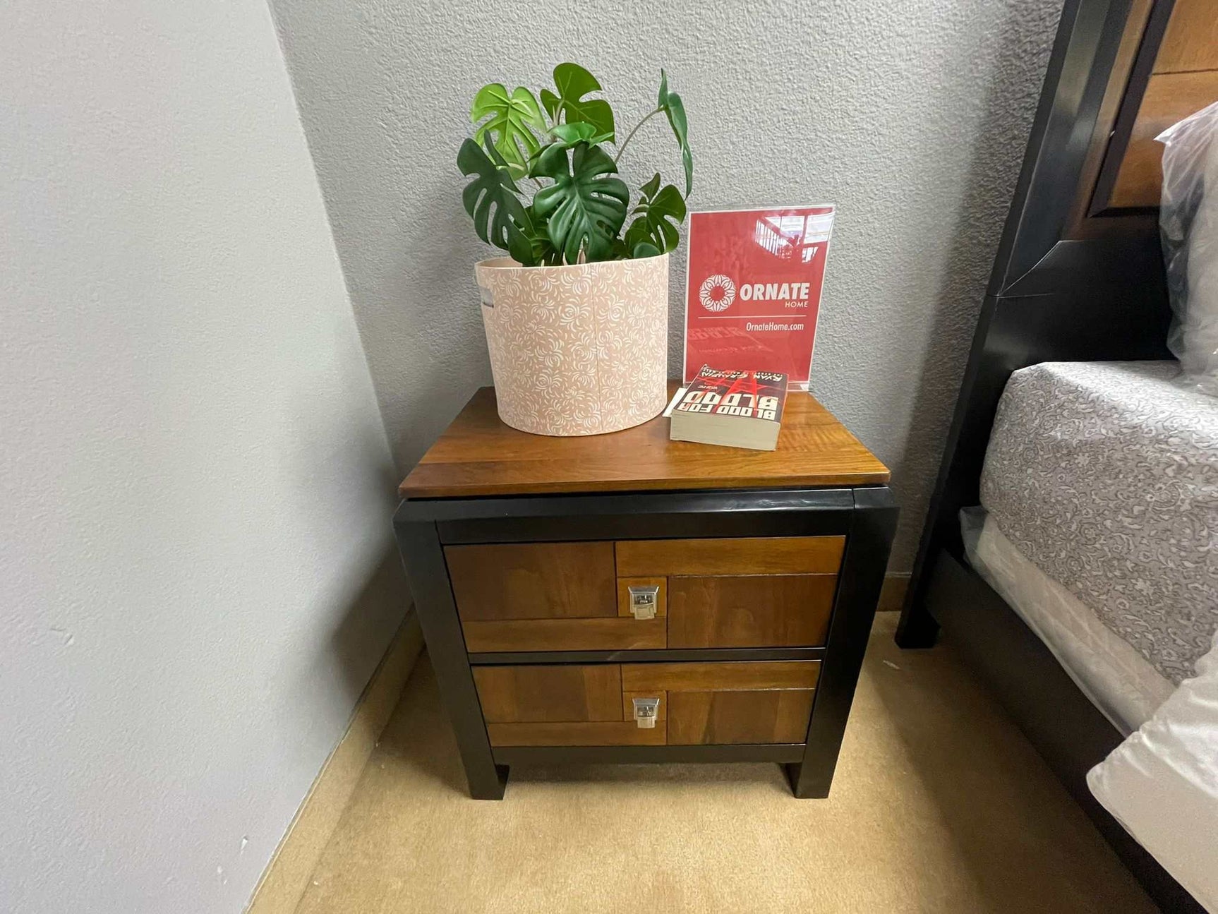 Patra Acacia & Walnut Nightstand - Ornate Home