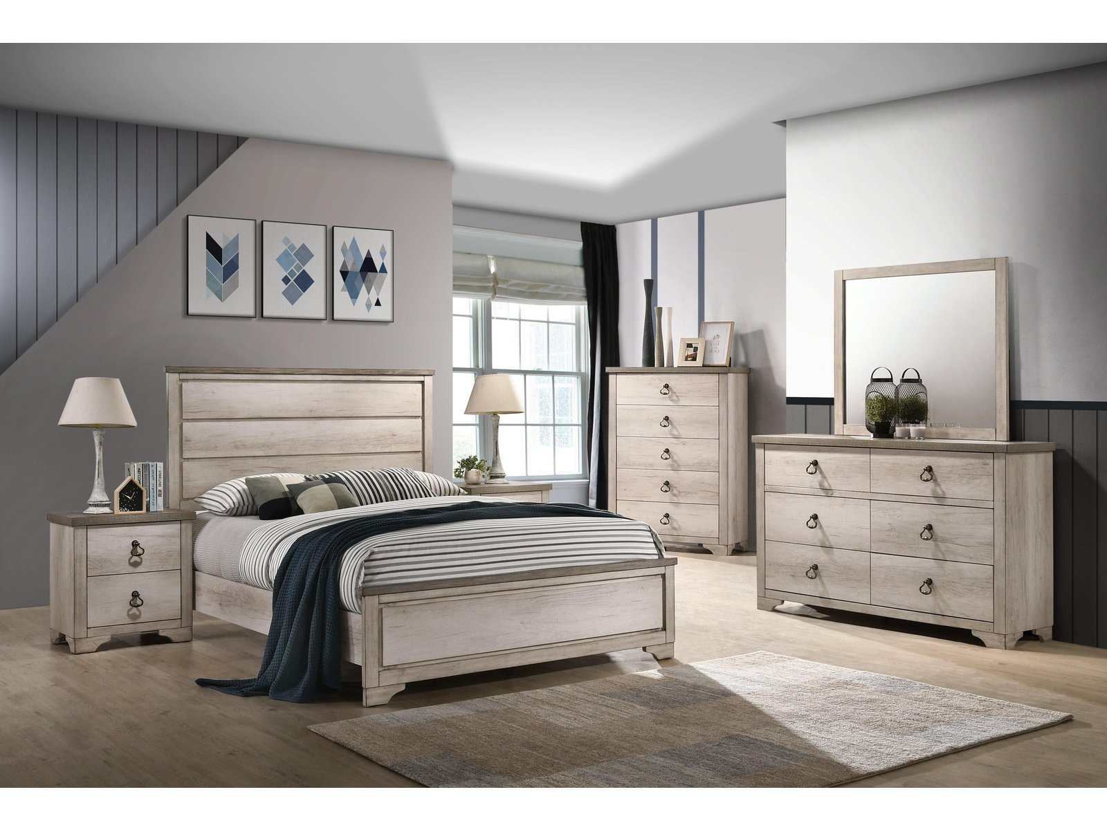 Crown Mark Patterson Driftwood Gray Panel Bedroom Set