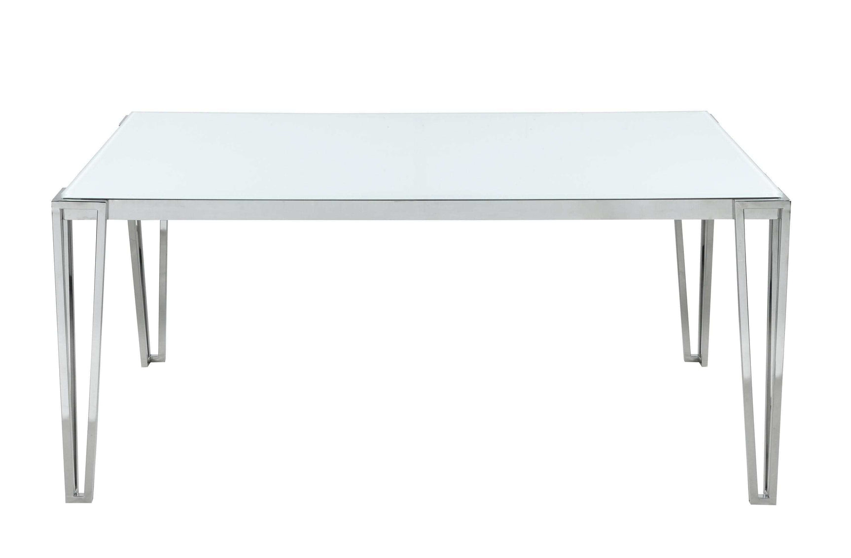 Pauline White & Chrome Rectangular Dining Table - Ornate Home