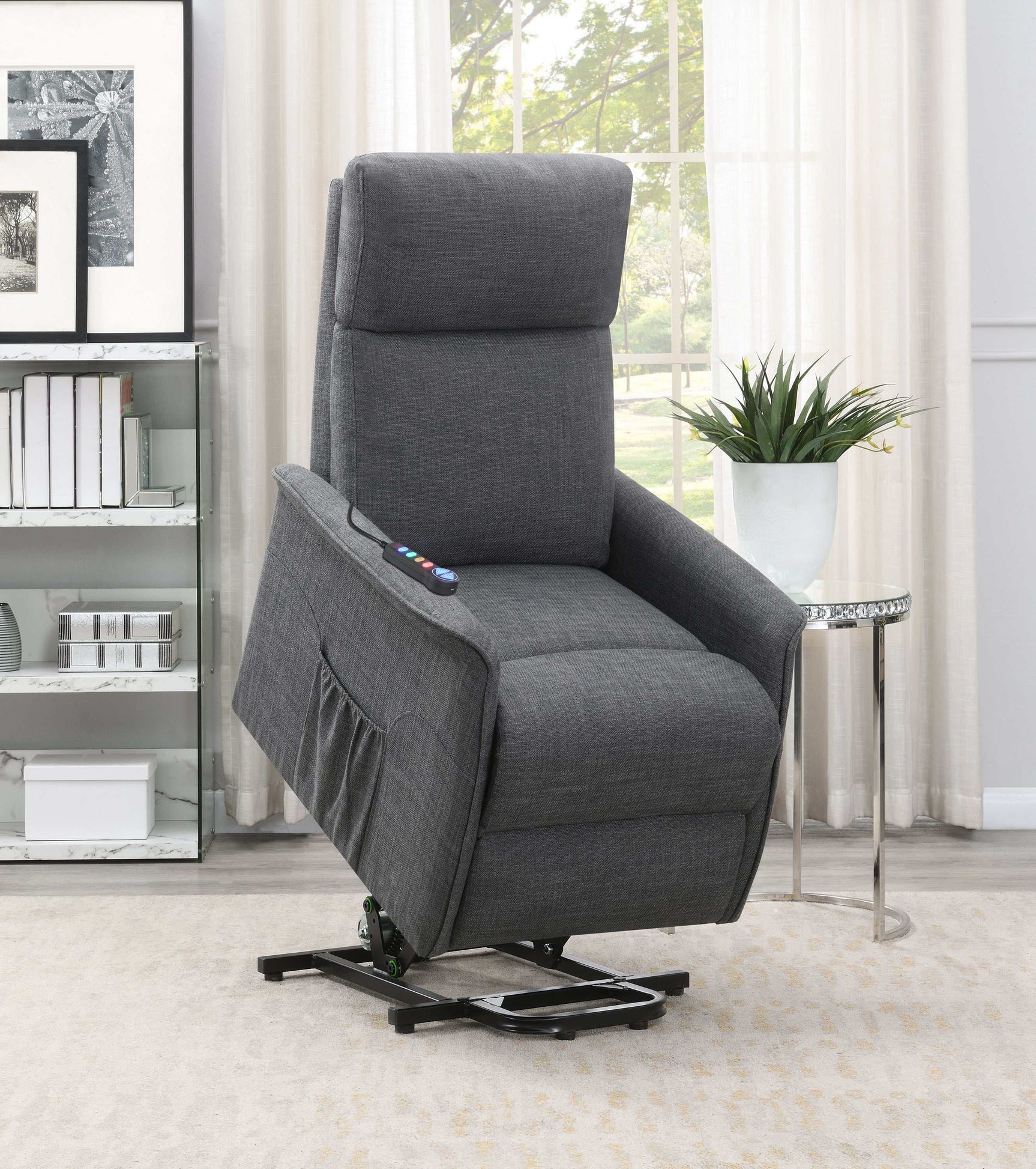 Pearce Charcoal Power Lift Recliner - Ornate Home