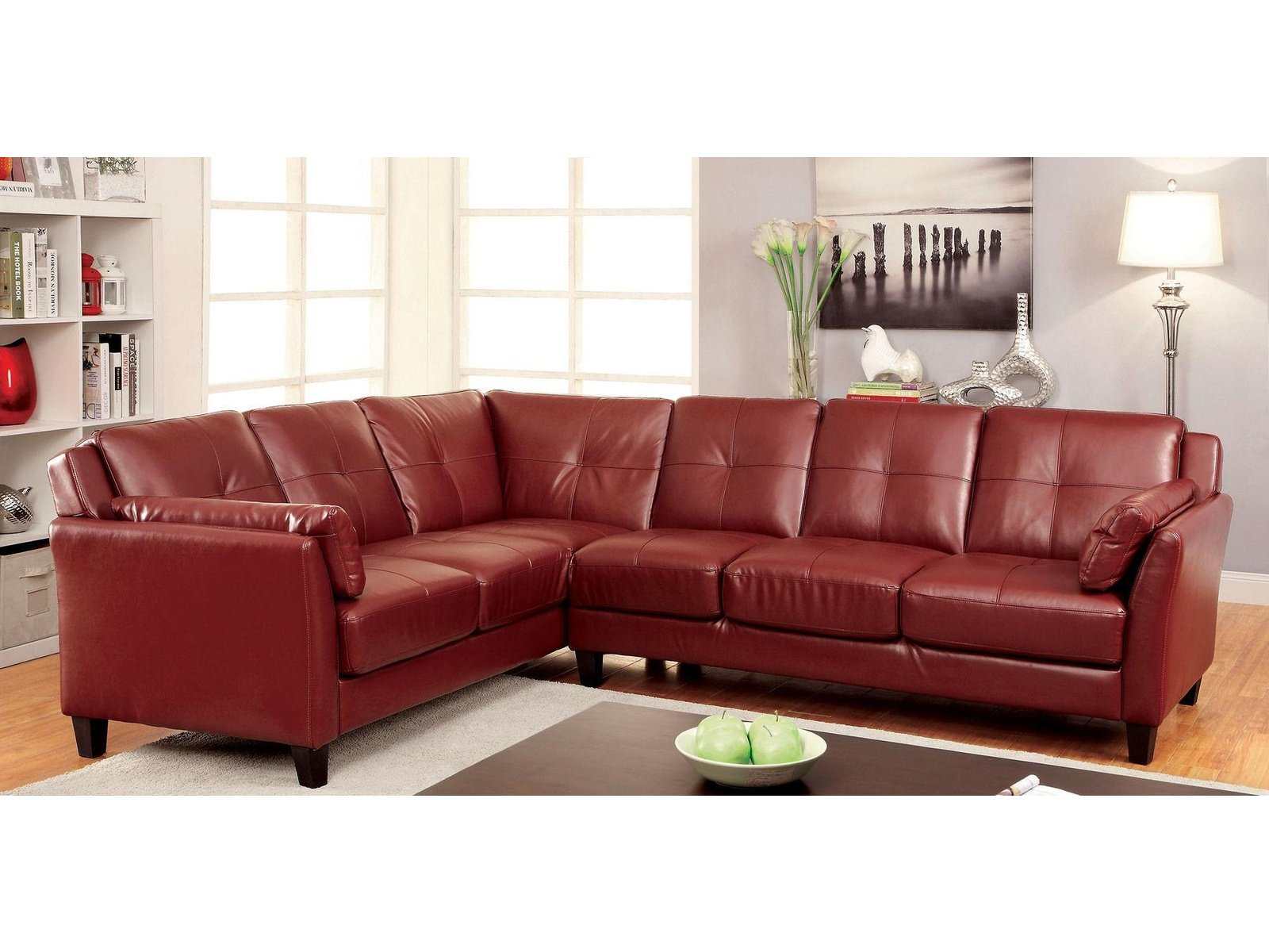 Peever Mahogany Red L Shape Sectional Sofa - Ornate Home