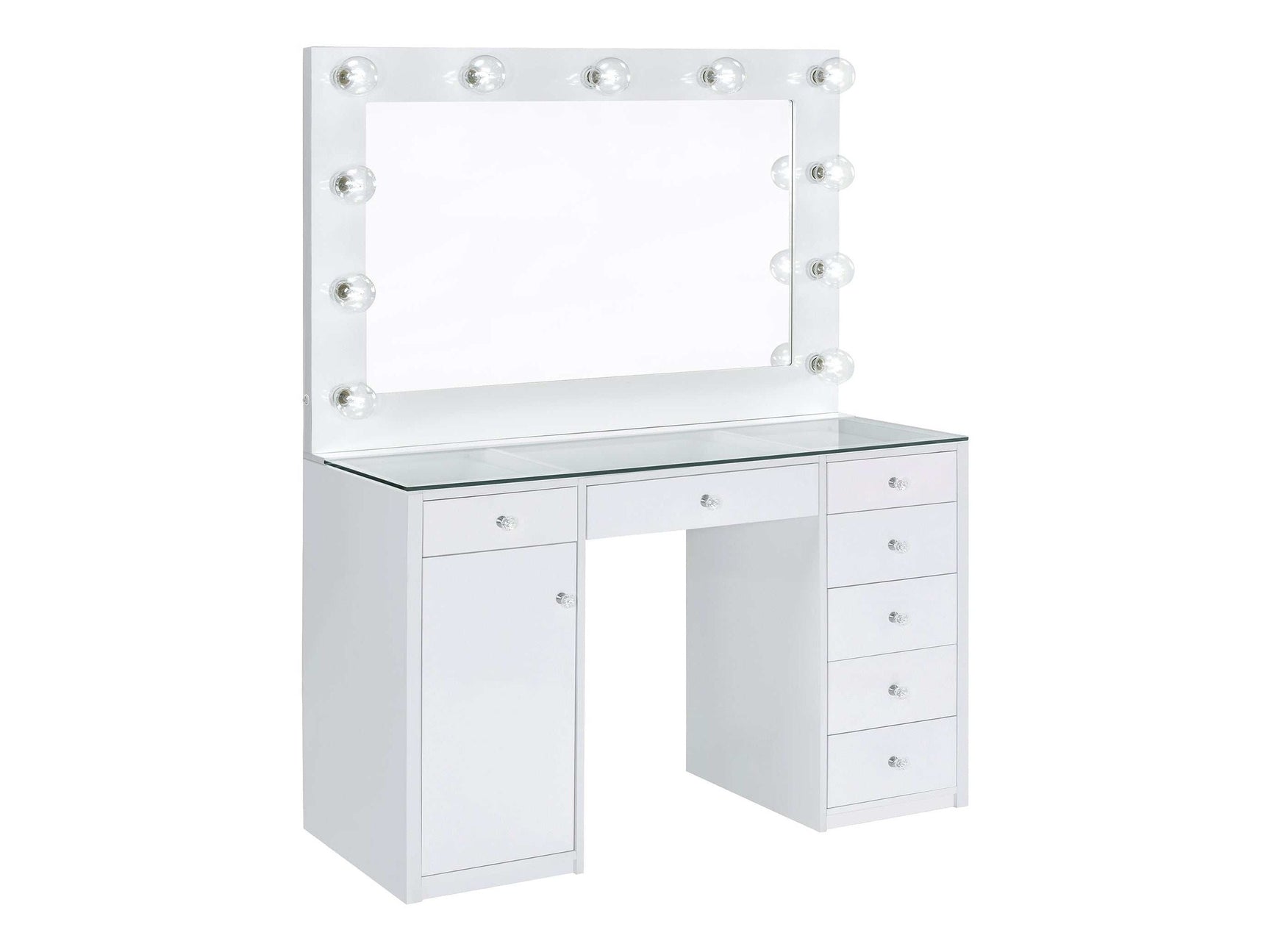 Percy White High Gloss Vanity Table & Mirror - Ornate Home
