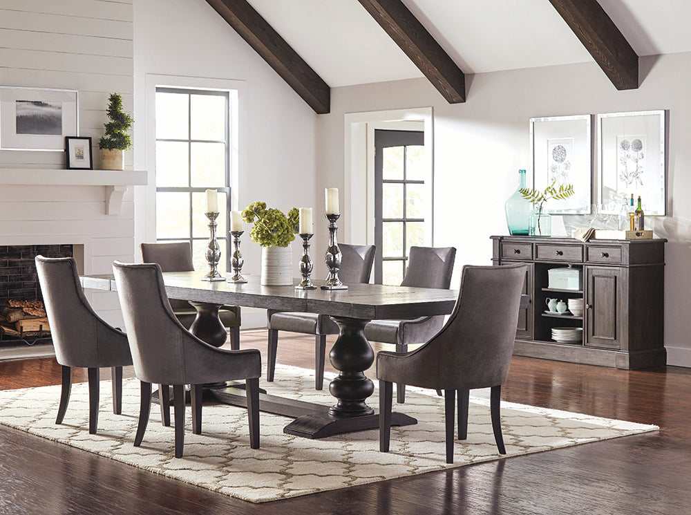 Phelps Antique Noir / Grey 8 Pc Dining Set - Ornate Home