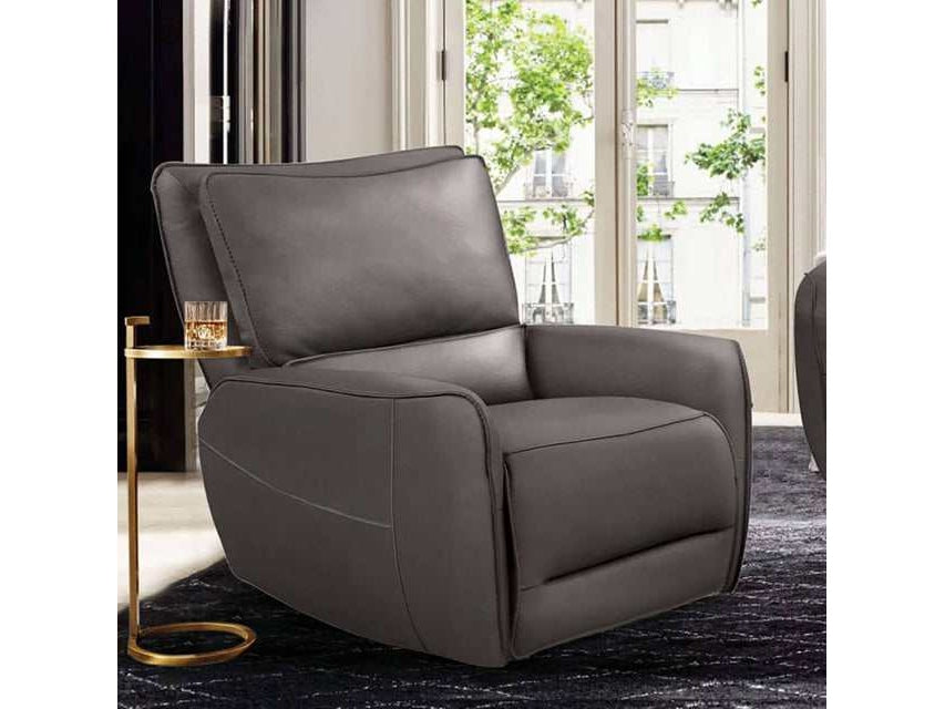 Phineas Gray Top Grain Leather Match Power Recliner - Ornate Home