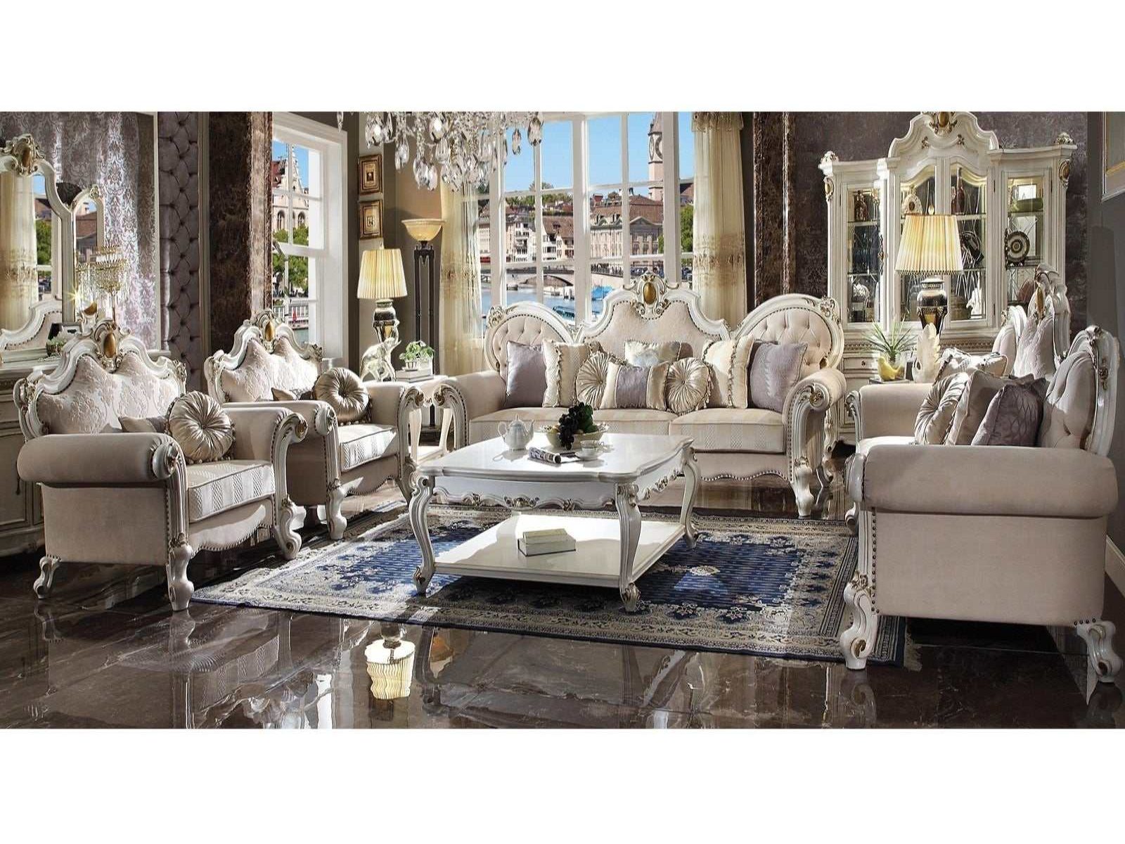 Picardy Fabric & Antique Pearl Oversized Sofa - Ornate Home