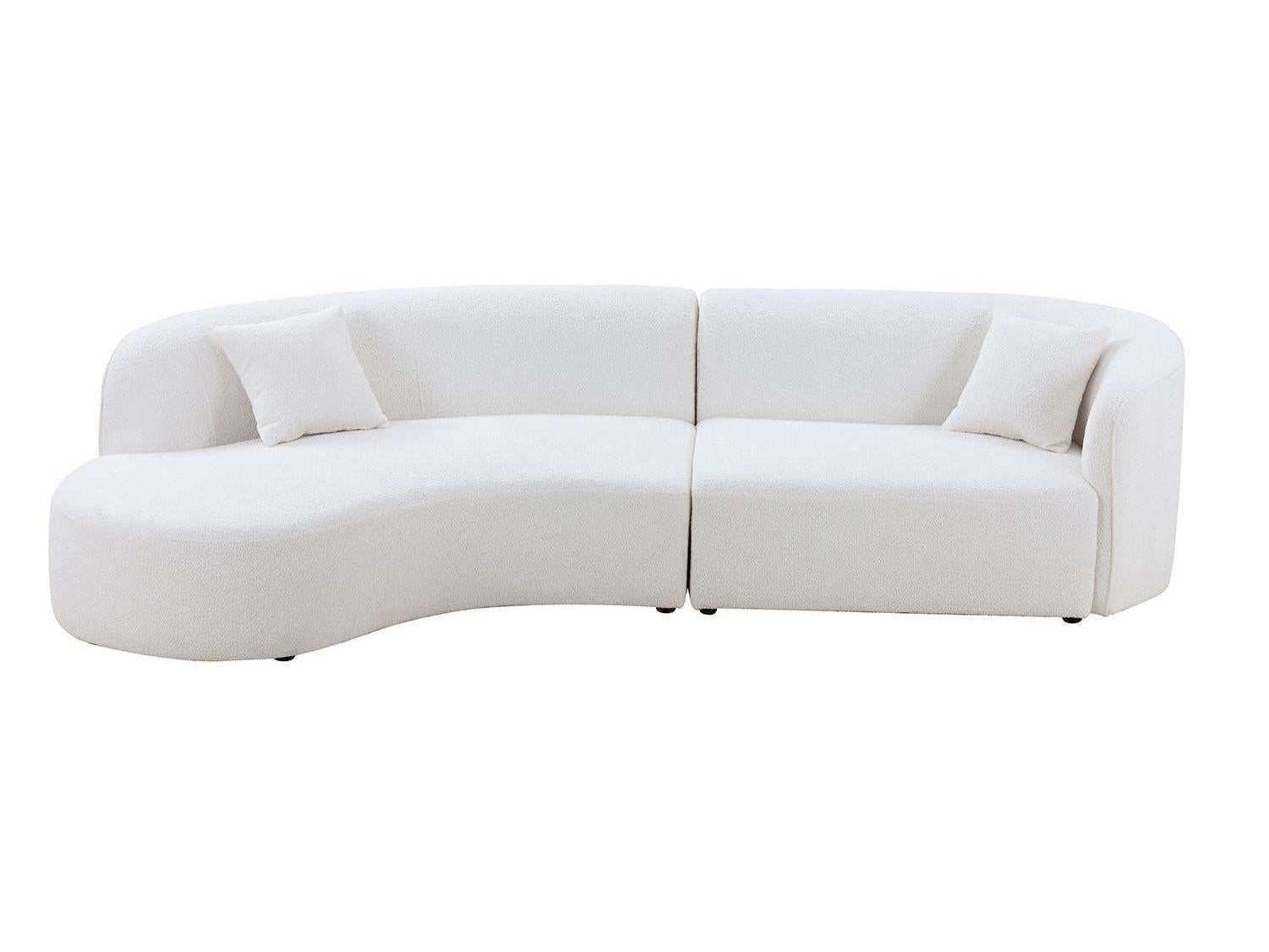 Placerita Luxury Modern Living Room Boucle Couch Sofa Left Arm Facing, White - Ornate Home